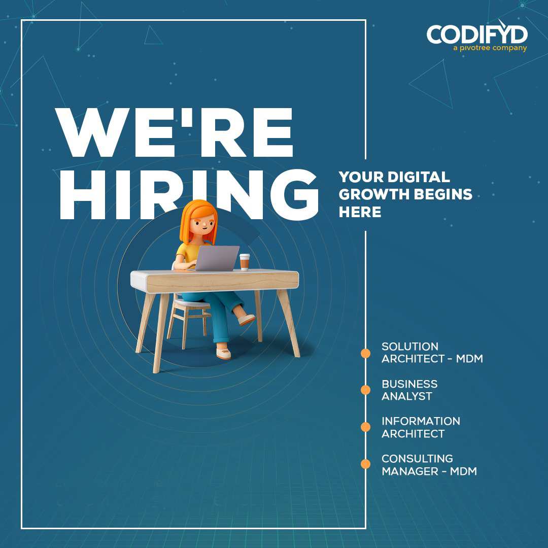 Codifyd's tweet photo. At Codifyd, we can help you to advance in your #Career in nurturing &amp; challenging environment that provides work flexibility, growth &amp; job security. 

We’re #Hiring for multiple positions.
Make your work efforts more meaningful with #Codifyd
 
Apply here: https://t.co/BCW0VgmWfp https://t.co/7PshWxDKMJ