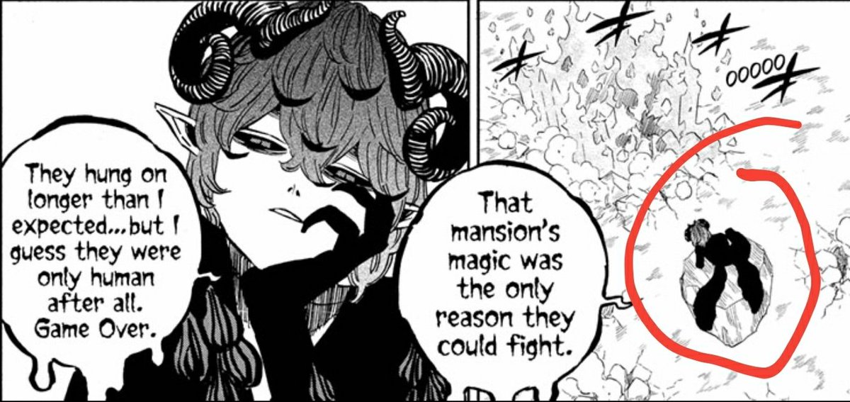ShadzMangaOnly's tweet photo. 2nd Gate will definitely have abilities relating to liquid. I feel that not just from the speech bubbles used but also how their wings fold over the shape of the boulder; similar to how a spilled liquid would. Think that's unique to this one rn.
#BlackClover320 #ShadzBC #BC320 https://t.co/ObwzA3OsJK