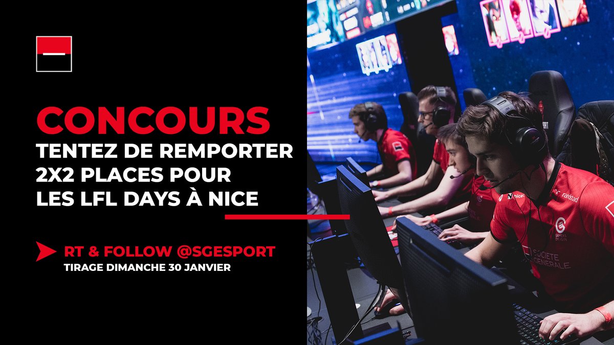 SGesport's tweet photo. Vous souhaitez aller voir les #LFL Day's à Nice la semaine prochaine ? On a 2x2 billets à vous faire gagner ! 🎁

#RT + #Follow @SGesport pour participer et tenter de gagner 2 places pour assister aux matchs du 2 et 3 février ! 🙌

Tirage au sort dimanche ! Bonne chance ! 🍀 https://t.co/xUHSrHrrzk
