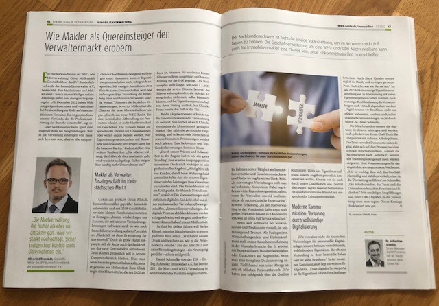 In der aktuellen Ausgabe der Fachzeitschrift #Immobilienwirtschaft gibt es diesmal einen spannenden Artikel über #Immobilienmakler, die die #Immobilienverwaltung als zusätzliches Geschäftsfeld entdecken.

<a href="/BVI_verwalter/">BVI</a>  <a href="/haufeimmobilien/">haufeimmobilien</a> @DW_aktuell