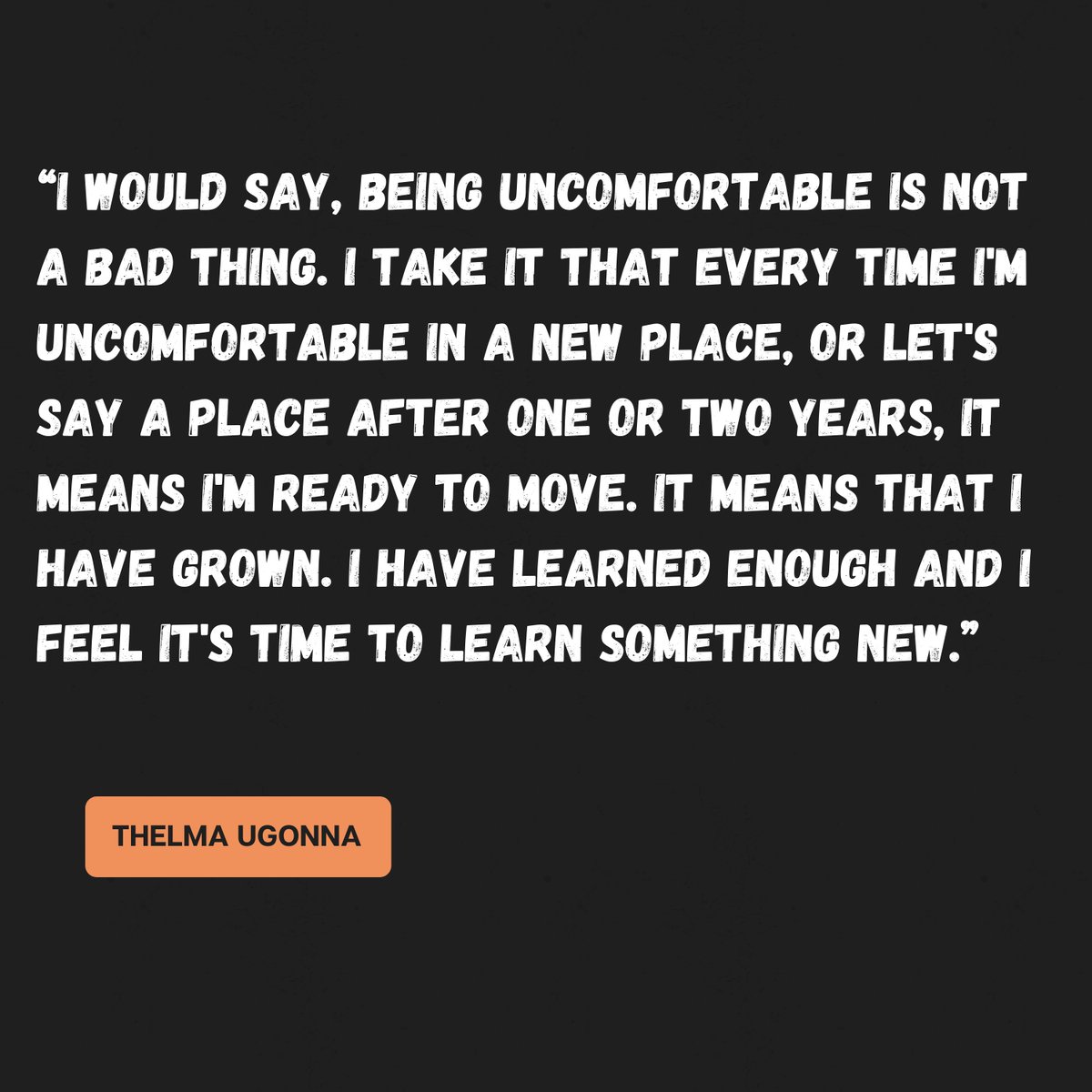 dropthefilter's tweet photo. Discomfort isn't always a bad sign. Some times it's a sign that you need to move on to something new. Some wise words from @ugonna_t.

#Dropthefilter #growth #growthmindset https://t.co/uaDvKarCiH
