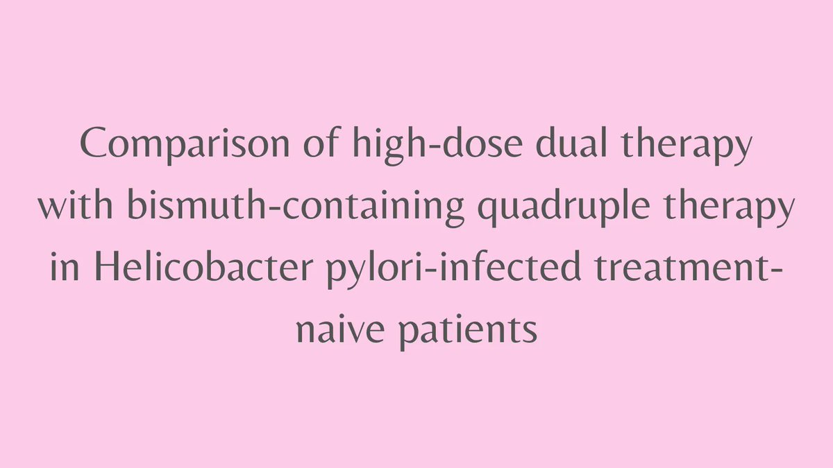 PharmacoJournal's tweet image. High-dose dual therapy for H. pylori eradication had similar efficacy and compliance, fewer adverse events, and lower costs than bismuth-containing quadruple therapy for treatment-naive patients. buff.ly/3u1QzG1 @accpGILNprn