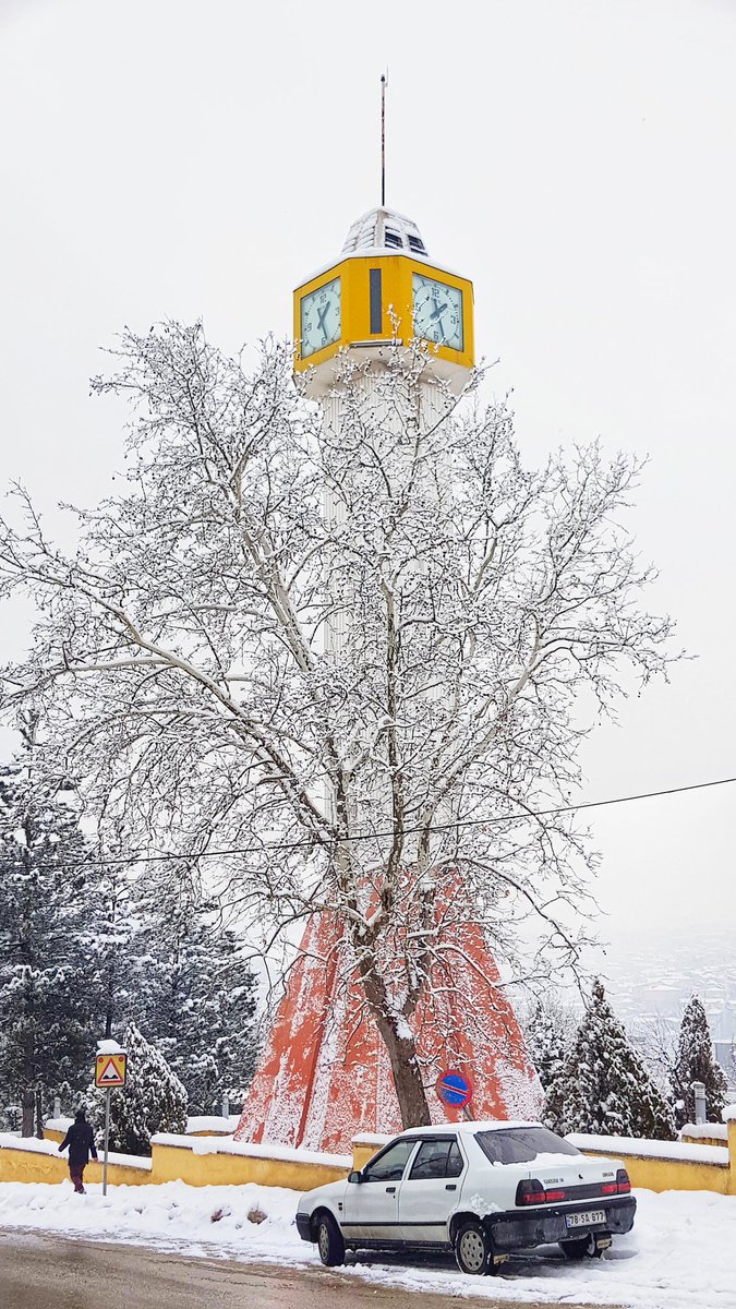 Karabük, Yenişehir #clocktower #snow #fotoğraf