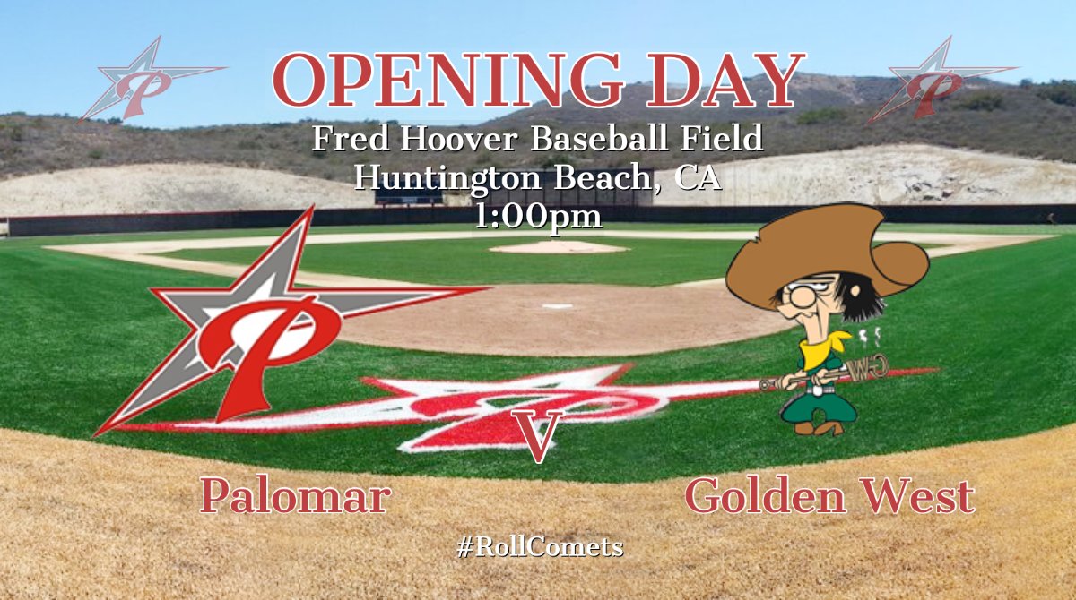 Palomar College Baseball (@palomarbaseball) on Twitter photo It's been 688 days since the #Comets last played.
After almost 2 years away, the Comets are BACK!
Opening Day is in Huntington Beach today as we hit the road to take on <a href="/RustlerBaseball/">Golden West Baseball</a>.
First pitch set for 1:00pm.
#RollComets #HOF5 It's been 688 days since the #Comets last played.
After almost 2 years away, the Comets are BACK!
Opening Day is in Huntington Beach today as we hit the road to take on <a href="/RustlerBaseball/">Golden West Baseball</a>.
First pitch set for 1:00pm.
#RollComets #HOF5