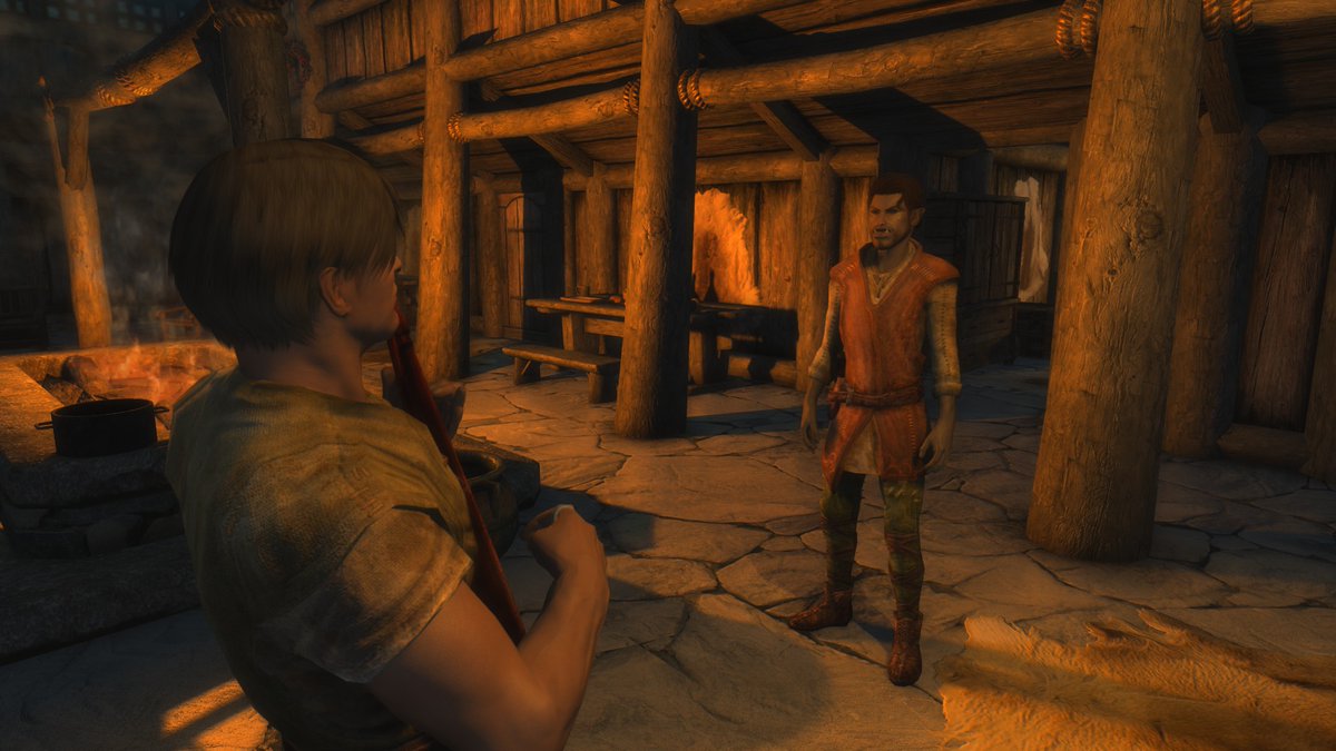 SkyrimWidow's tweet photo. Hanging out at Nightgate Inn with my good buddy Lurbuk the Bard. #Skyrim #ElderScrolls https://t.co/J0GtpXob0V