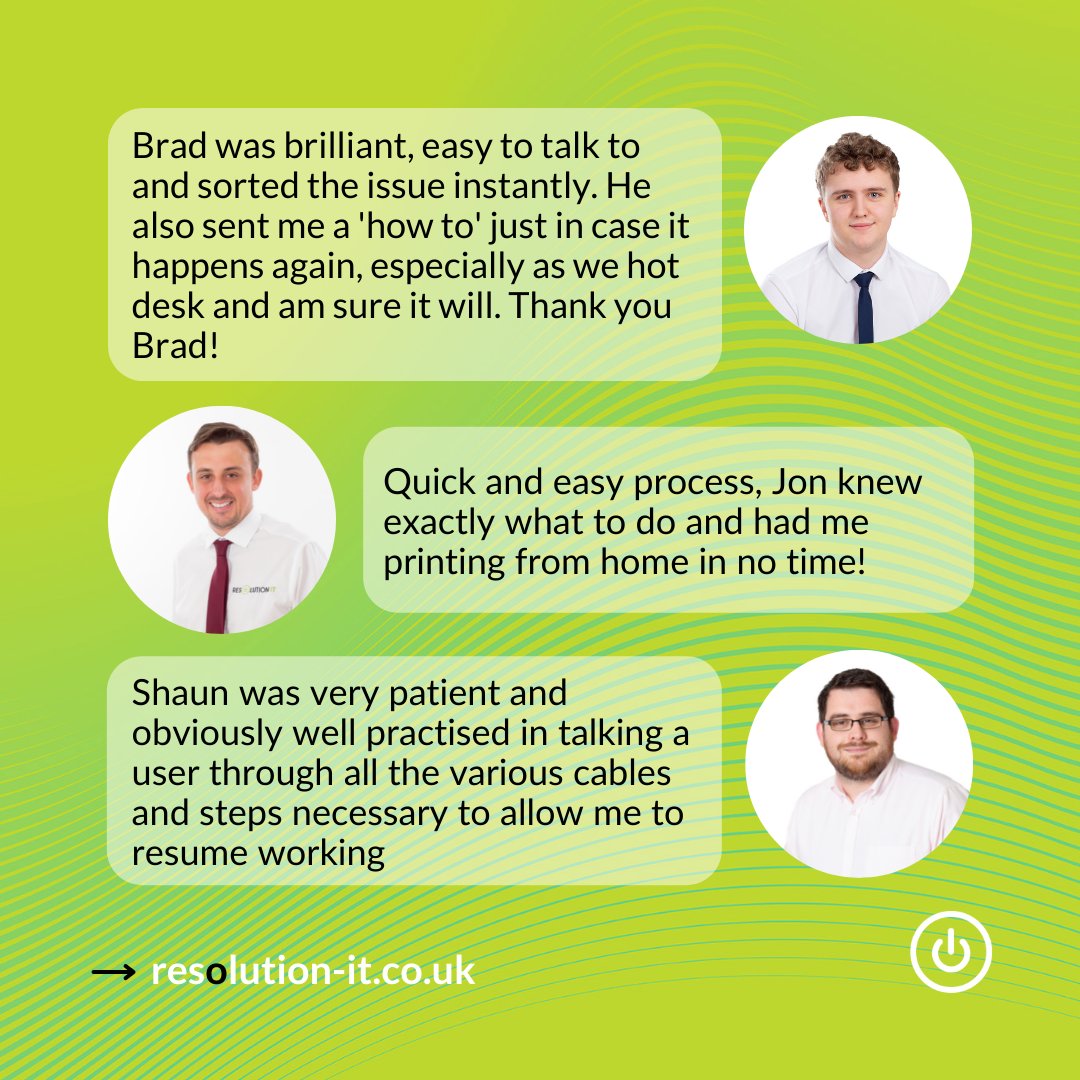 resolutionitgsy's tweet image. Great feedback for the team this week, here are our highlights for Brad, Jon and Shaun. 🏆 
Enjoy the last weekend of January! We&apos;ll be having lighter evenings in no time. 🌞 

#ResolutionIT #Goldfeedback #TopTeam