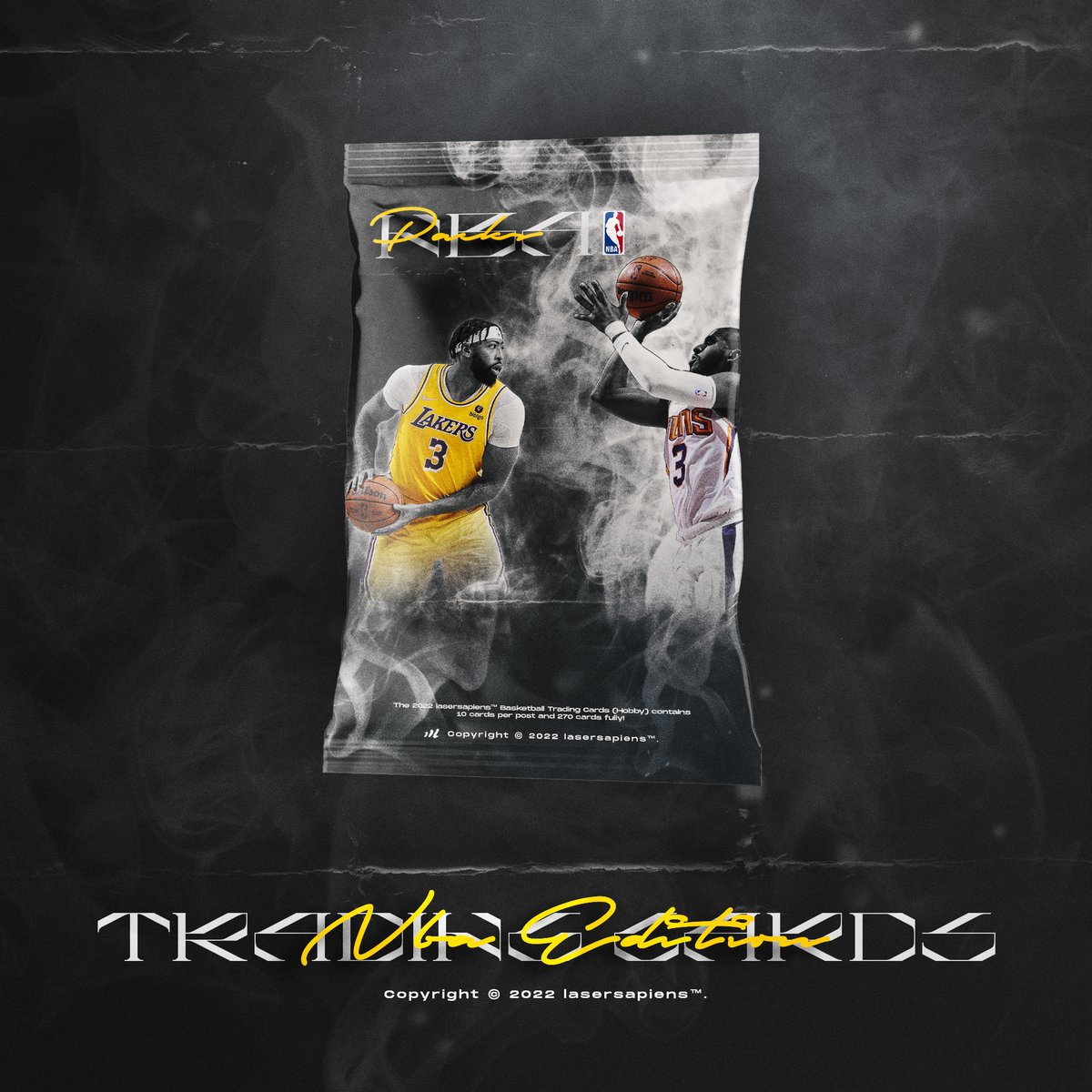 lasersapiens's tweet photo. The 2022 lasersapiens™ Basketball Trading Cards (Hobby).

There will be only 2700 unique NBA trading cards NFTs forever, and the price of a card will never touch the MINT price.

Look for 50 exclusive rookies, 200 stars base and 20 tribut. https://t.co/7vUePAcFdW