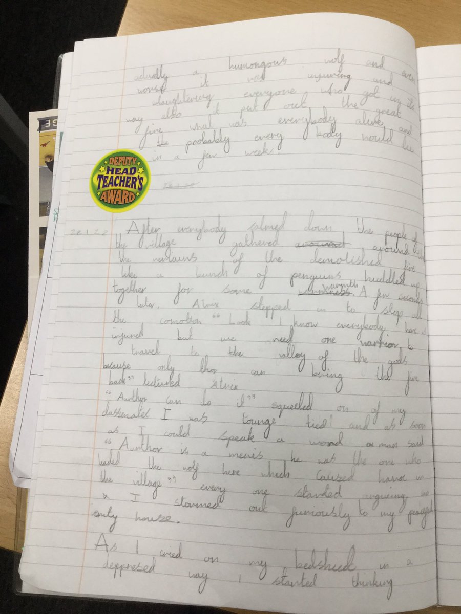 SmithdownPrimY4's tweet photo. An amazing start to our myth narrative writing, fantastic vocabulary choices. All inspired by our book Arthur and the Golden Rope by @Joetoddstanton #smithdownenglish #smithdownwriting https://t.co/isAAaHYHrM