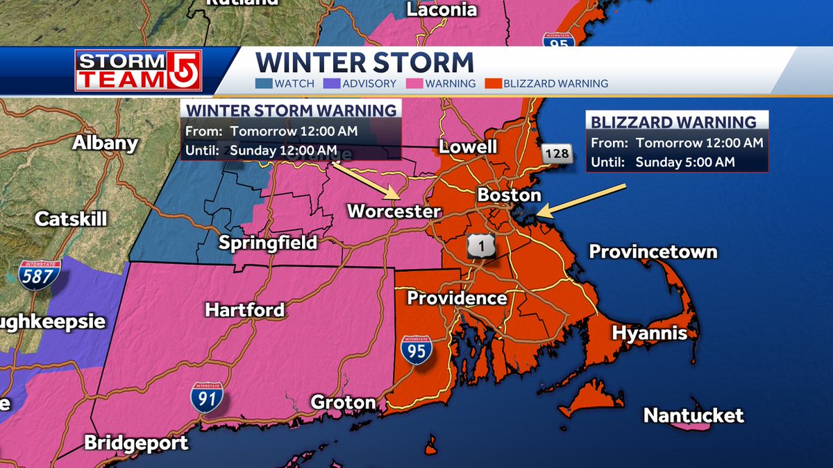 Met_CindyFitz's tweet photo. JUST IN...
The BLIZZARD WARNING has been expanded west from the coast all the way back to I-495 including all of Rhode Island.  Heavy snow and strong winds will make for near whiteout conditions at times tomorrow #WCVB https://t.co/3wweQ3Ox43