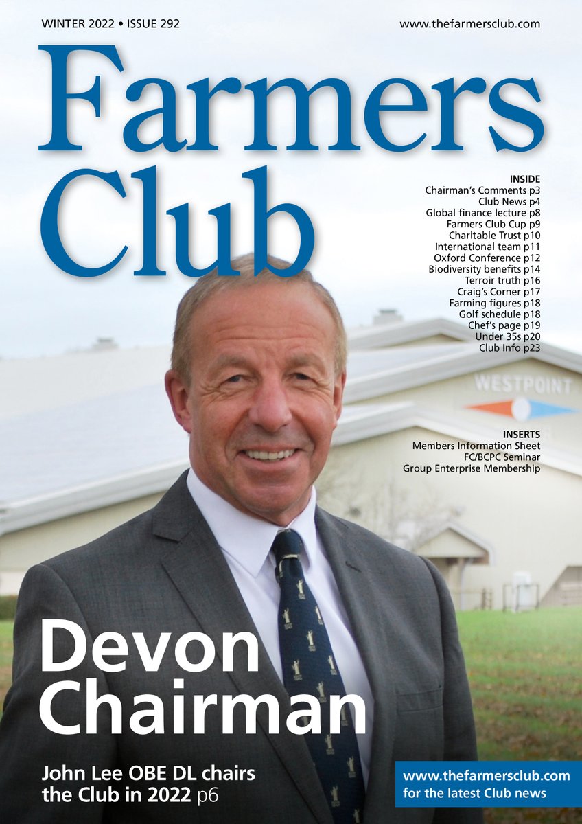 Farmers Club Journal profiles Devon Chairman John Lee, strong start to 2022, Rathbones’ deglobalisation view, OFC resilience, biodiversity net gain, winter events, May 12th FC/BCPC Seminar. See website/e-Newsletters for latest news...
thefarmersclub.com/news/new-journ…