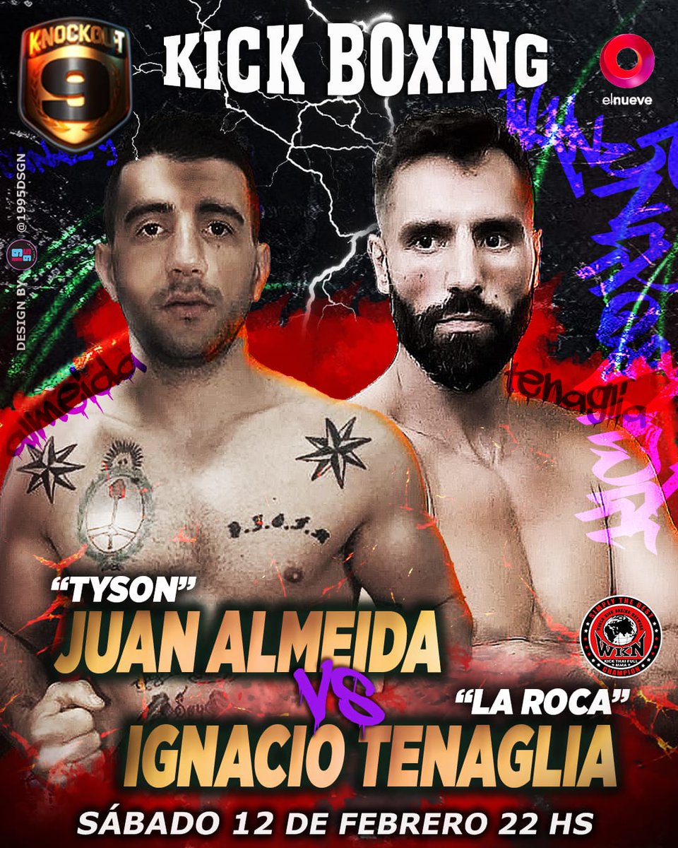"Choque de mucha potencia, madura el KNOCKOUT 🥊🥊"
.
MODALIDAD: Kickboxing 
.
Ignacio "la roca" Tenaglia 
<a href="/ignacio/">ignacio🫀</a>.tenaglia 
<a href="/renegadobb/">Renegadobb</a>
.
VS
Juan "Tyson" Almeida
@juanalmeida_kick 
@lajauladelleonmma
.
.
.
Lo mejor contra la mejor, batalla asegurada...!!!