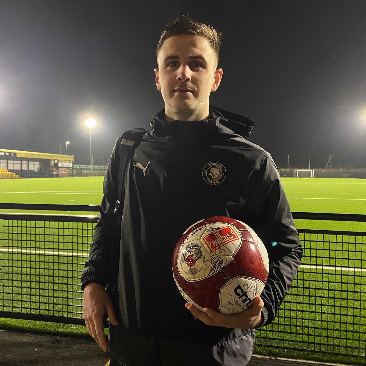 worksoptownfc's tweet photo. ⚽️⚽️⚽️ 

Jack Broadhead finally got his hands on his hat-trick ball the other night for his treble against Pickering Town!

#UTT 🐯 https://t.co/A41DaieVHo