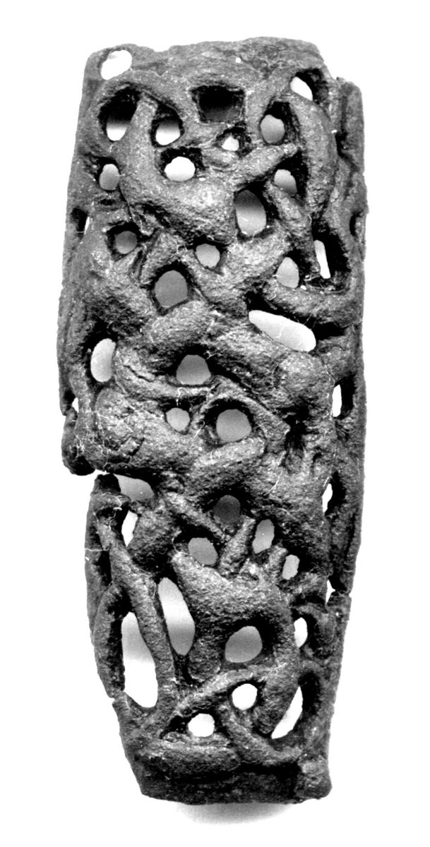 NorfolkHeritage's tweet photo. A photo of the 11th century #Elsing Urnes style bronze mount for #FindsFriday so you can compare with my record drawing and see if you agree with my interlace interpretation drawing. #Norfolk #Saxon #Viking #Archaeology https://t.co/TRORl23dLC