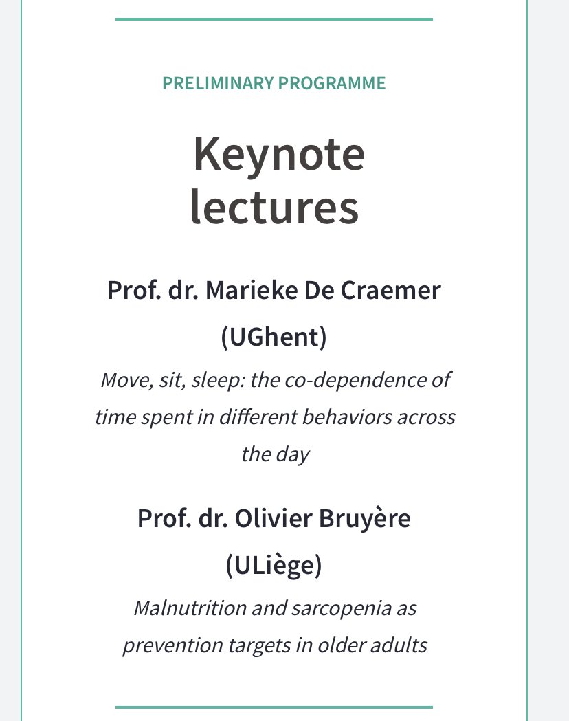 FIRRI_Flanders's tweet photo. 📣 FIRRI symposium 2022 📣

Our program is out 🥳 with keynote lectures from prof. dr. @MariekeDC (24h movement behavior) &amp; prof. dr. @olibruyere (malnutrition &amp; sarcopenia) 🤩

🗓 2 April ‘22 (Sat)
📍KULeuven Campus Gasthuisberg
Registration https://t.co/iMS4jA7dpY 

retweet=🙏🏻 https://t.co/y9wwhd77qF