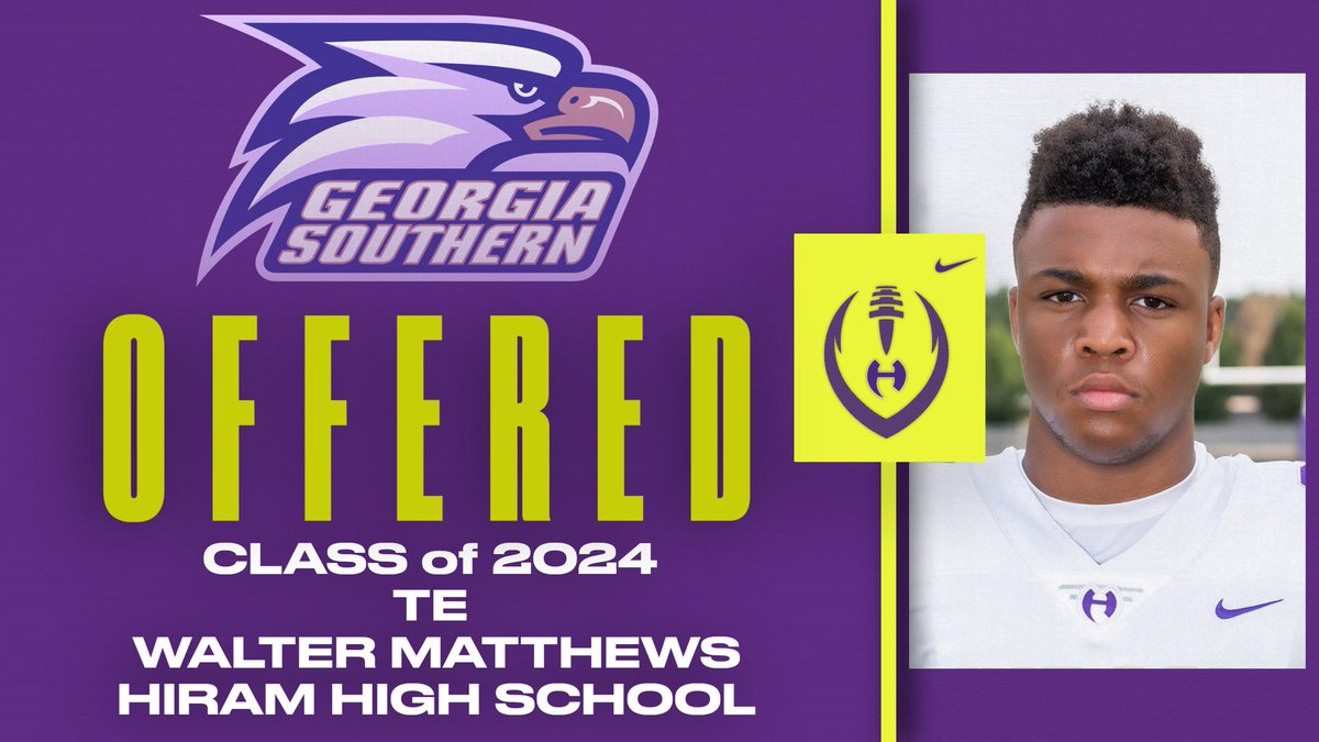 OFFER ALERT!!! Congratulations <a href="/walteramatthews/">Walter Matthews</a> on your first D1 football offer #GATA <a href="/Rip_Rowan48/">Rip Rowan</a> <a href="/hiramhornetsFB/">Hiram Hornets Football</a> <a href="/247recruiting/">247Sports Recruiting</a> <a href="/RecruitGeorgia/">Recruit Georgia</a> <a href="/NwGaFootball/">NwGa Football</a> @Mansell247 <a href="/CoachFominaya/">Coach Fominaya, Ed.D.</a> <a href="/CoachMFominaya/">Mark Fominaya</a> <a href="/BigMount75/">Ben Mount</a>