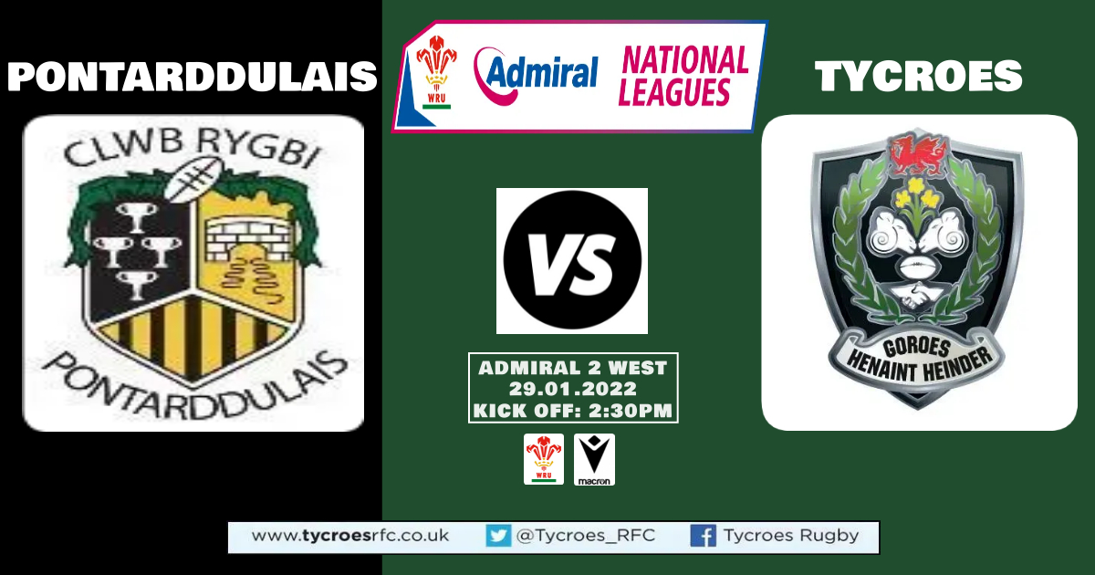 𝐍𝐄𝐗𝐓 𝐔𝐏...<a href="/bontrfc/">pontarddulaisrfc⚫🟡⚫🟡</a> 
 
Pontarddulais 🆚 Tycroes Rugby
📍Coedbach Park (A) 
📅Saturday 29th January 2022
⏰Kick-Off 2:30pm
🏆WRU Admiral League 2 West  

#CmonBoys #UppaRams #Admiral2West