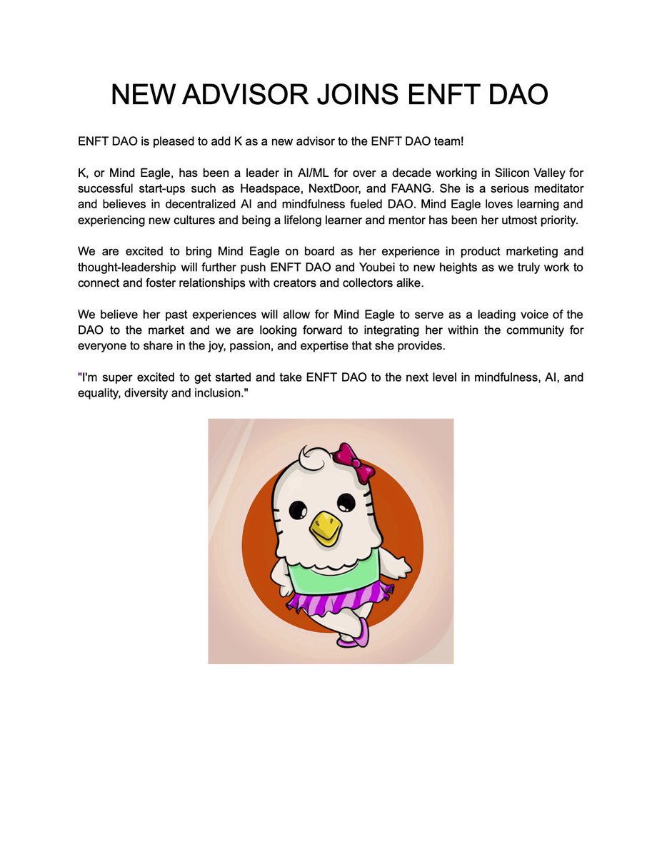 ElrondNFT's tweet photo. 🚨🚨 NEW ADVISOR ALERT 🚨🚨

See our statement below: https://t.co/YZuCDzqb8V