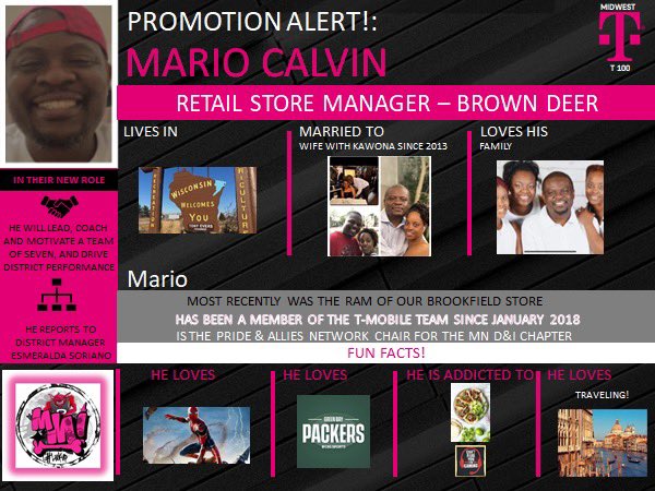 I could not be more excited to have <a href="/MarioCalvin8/">Mario Calvin</a> officially take the title of RSM.  He definitely is going to take our Brown Deer 🦌 store to new heights.  An inspirational &amp; charismatic leader, people follow him! He is going to give you another reason to #LookUp #TNNS 🦉