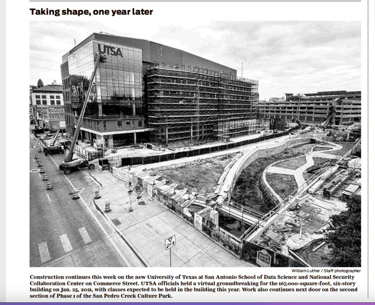 utsacaicc's tweet image. Love it when you just happen to open the Metro @ExpressNews and see the @UTSA School of Data Science building taking shape in the ❤️ of downtown. 🤩
#SDSData #DataScience #SanAntonio #UTSA