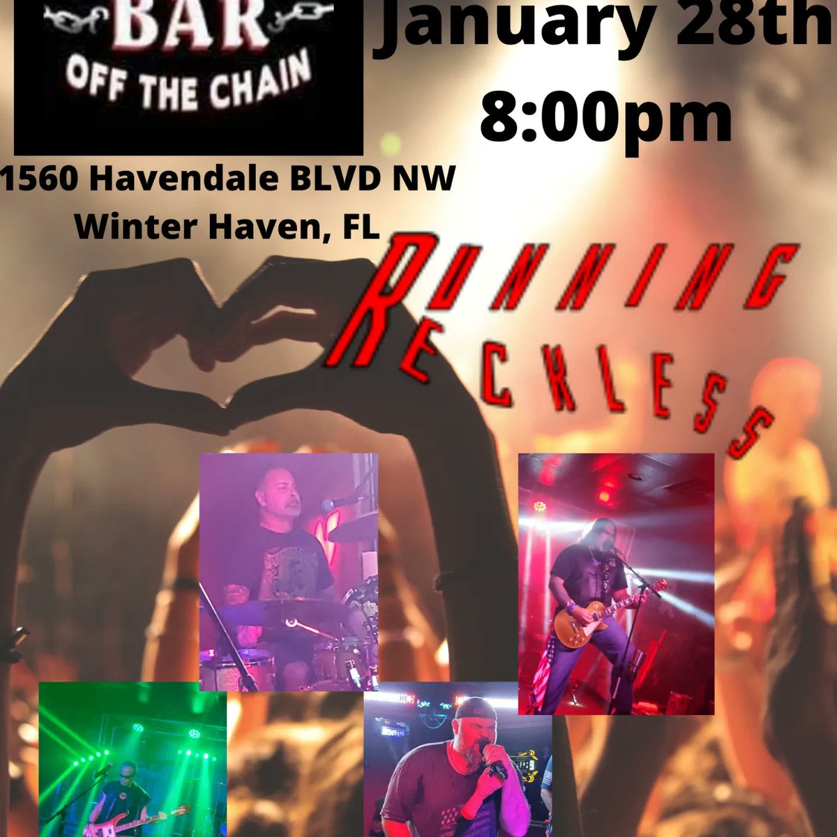 Mach5E21's tweet image. Running Reckless  is Running Wild this weekend. Tonight they will be at OTC in Winter Haven 8:00pm Rockin out OTC Bike Night don&apos;t miss it!!! And Tomorrow night they will rockin all over Out N About starting at 8pm. So come on out and have a blast with this amazing local band!!!