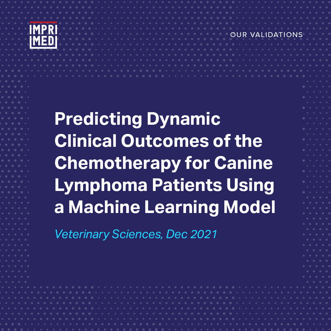 Imprimedicine's tweet photo. ImpriMed is thrilled to announce that our latest artificial intelligence models predicting the outcome of CHOP chemotherapy have been published in a peer-reviewed journal, Veterinary Sciences.
Read the full paper here: https://t.co/eqkMJDCqVk
#imprimed #imprimedicine #lymphoma https://t.co/CQbFAZddEv
