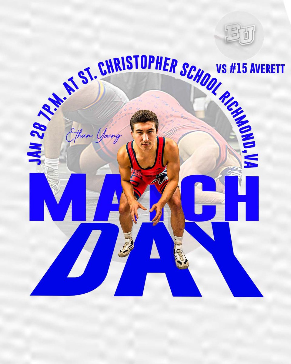 It’s MATCH DAY 🤼‍♂️
.
.
.
🆚: vs #15 Averett 
⏱: 5:30 PM
📺: Bluefield University Wrestling FB live
🏟: Kemper Athletic Facility