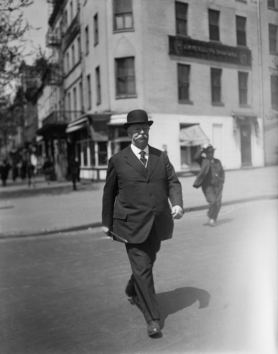 William H. Taft exercising. The chief justice would walk four miles from his home to the Supreme Court. 25th April, 1922.
