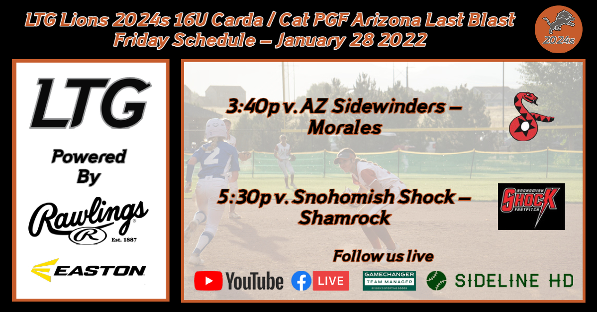 LTG Lions 18u Henderson/Cat (@ltglions2024) on Twitter photo ✨rise and shine, it’s GAME DAY!✨
🥎
Travel safe Lions! 🦁 see you in Arizona!
@coach_cat_99 @ltg_carda <a href="/eastonfastpitch/">Easton Fastpitch</a> @extrainningsoftball <a href="/maxpreps/">MaxPreps</a> <a href="/rawlingssb/">Rawlings Softball</a>
#poweredbyeaston #rawlingssoftball #ltglions #ondecksoftball #extrainningsb ✨rise and shine, it’s GAME DAY!✨
🥎
Travel safe Lions! 🦁 see you in Arizona!
@coach_cat_99 @ltg_carda <a href="/eastonfastpitch/">Easton Fastpitch</a> @extrainningsoftball <a href="/maxpreps/">MaxPreps</a> <a href="/rawlingssb/">Rawlings Softball</a>
#poweredbyeaston #rawlingssoftball #ltglions #ondecksoftball #extrainningsb