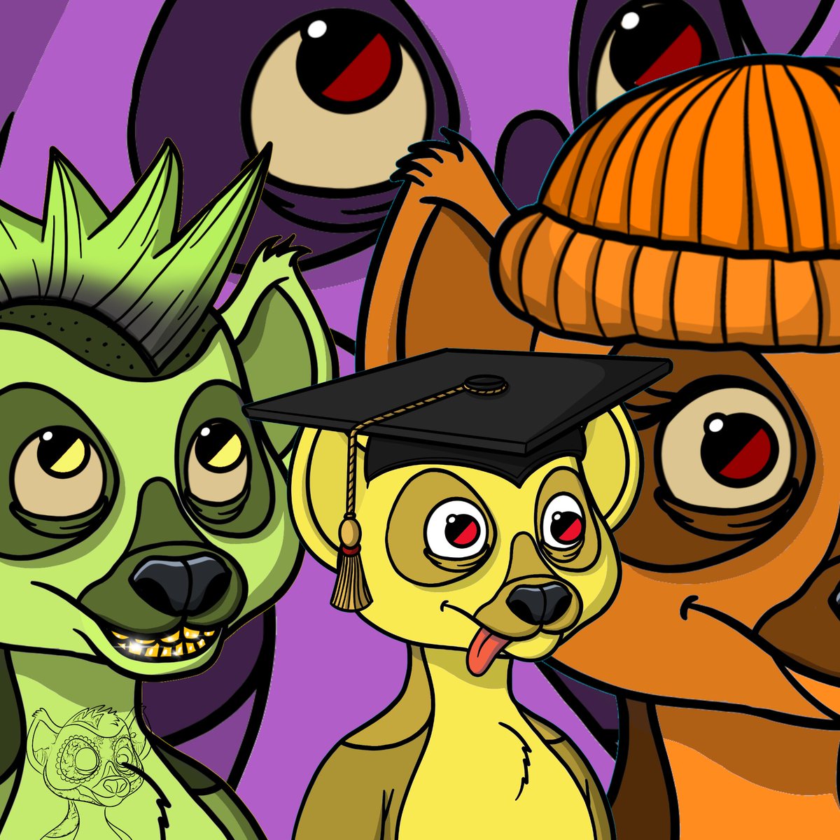 mistergreensky's tweet image. Did a lil' remix for my Lemur Lemur fam
@HeyMetavate @LemurLemurNFT 
COLOURED VIBES 💜💛🧡💚