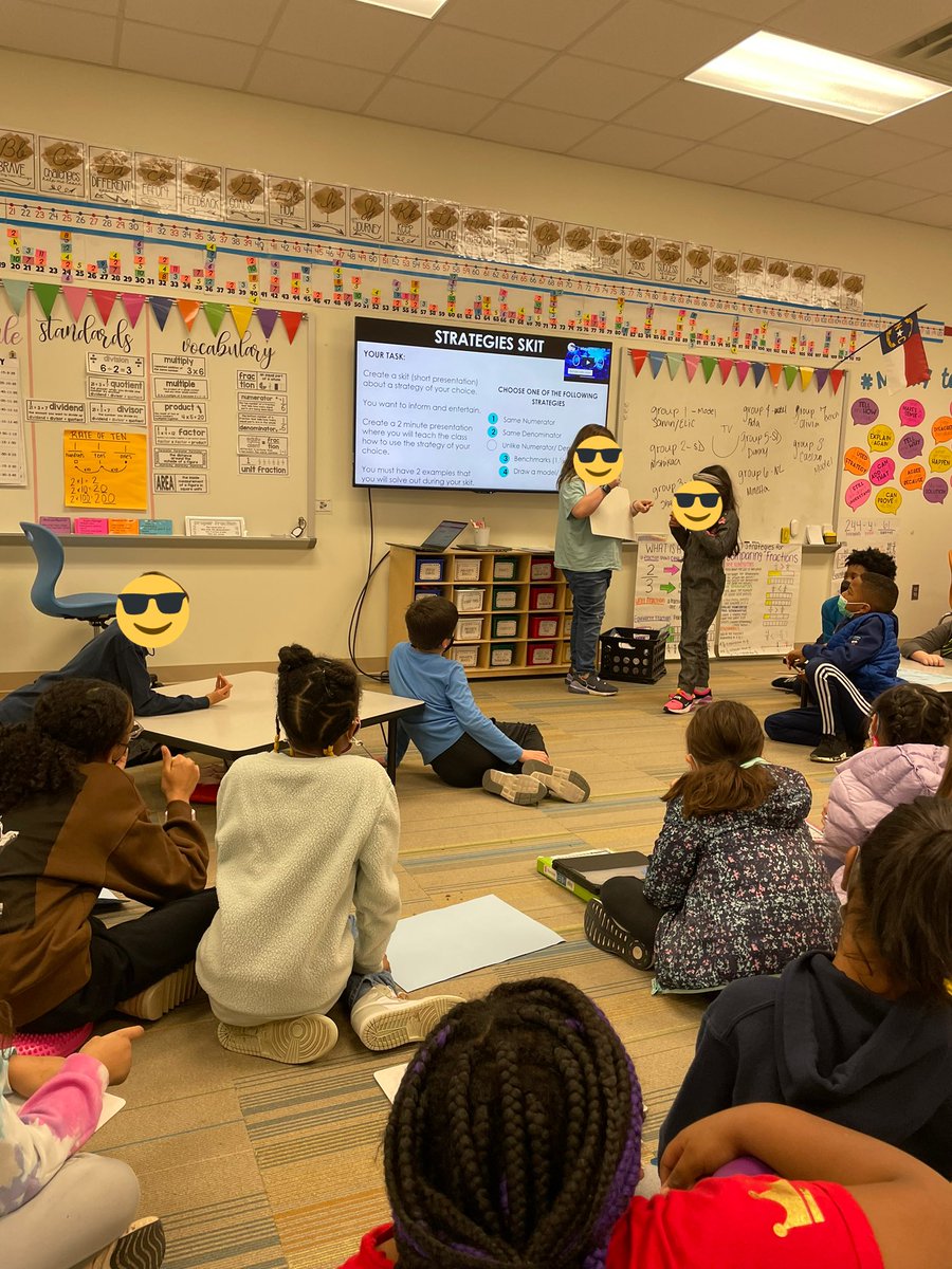 mrsleal4th's tweet photo. Fun Friday Impromptu Skits to review for our math test Monday. Our objective was to inform but also entertain and they did exactly that. These mathematicians have these strategies down! @HortonsCreekES @kimmykcollins https://t.co/p4NxQRbHwN