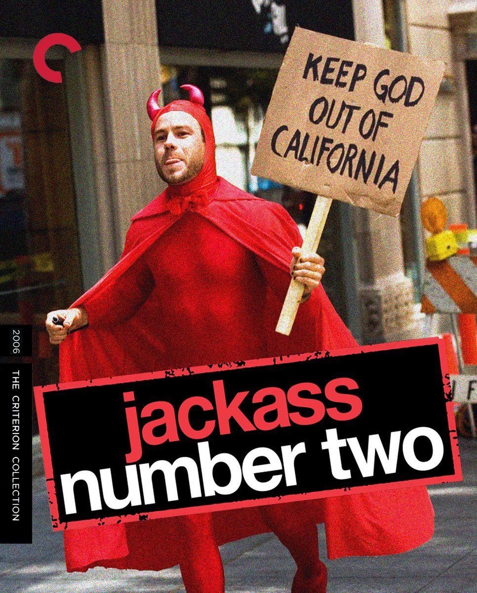 AntLOL666's tweet photo. Made some fake Criterion Collection covers for the Jackass movies. These would be a dream. https://t.co/vCRbvsPEJO