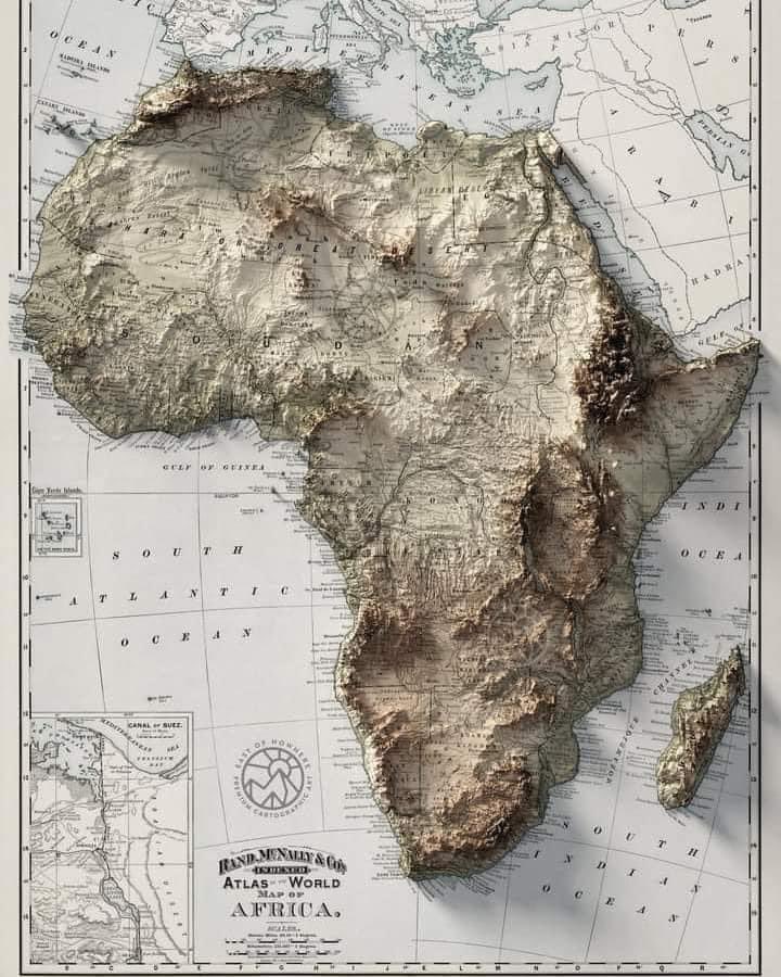 Mapa topográfico del continente africano 🇿🇦