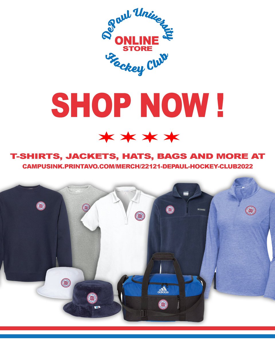 DePaulHockey's tweet photo. DePaul Hockey online shop is now LIVE! 

Check out all new T-shirts, jackets, hats, bags, and more at https://t.co/2b5cfBGVsL https://t.co/9rRgLvyO6C