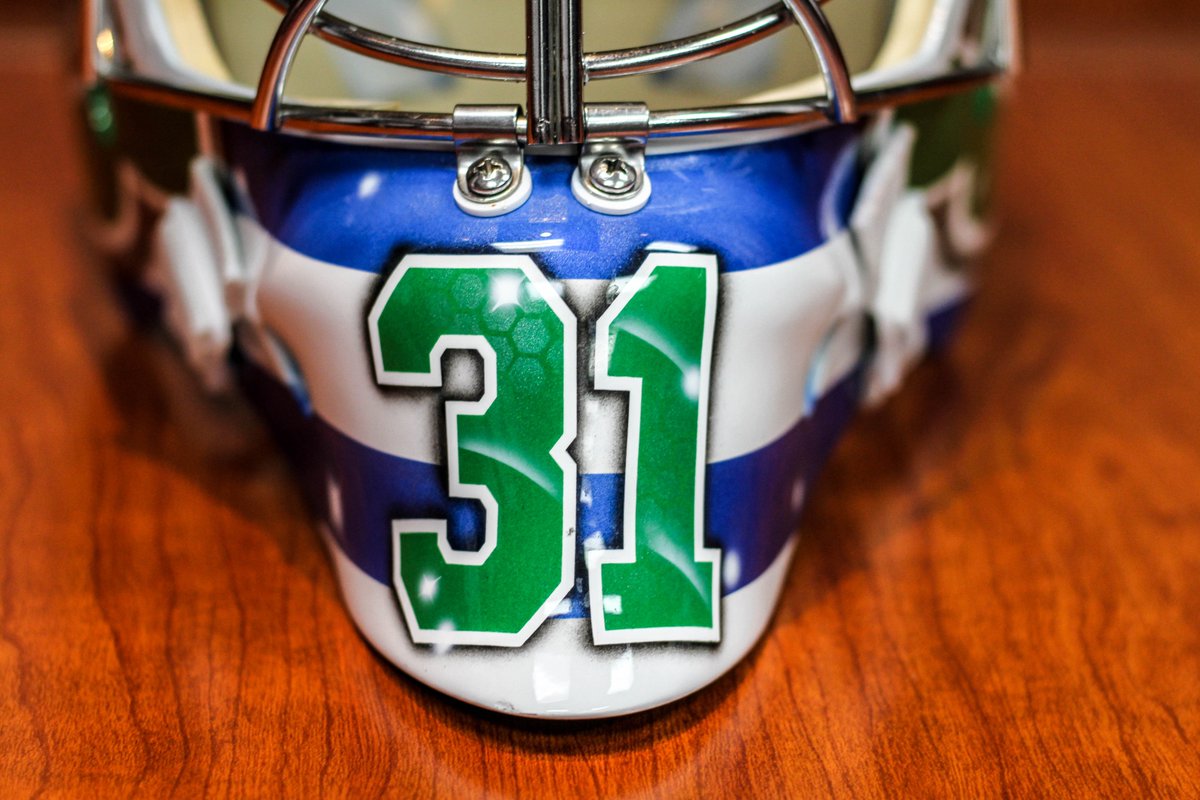 Canes's tweet photo. Freddie's Whalers helmet 🔥 https://t.co/GO8TBJak6l
