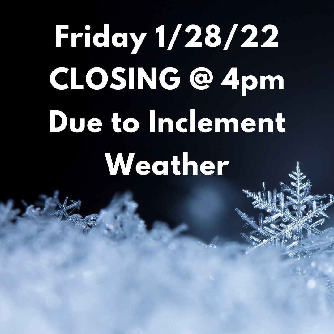 FabbioliWines's tweet photo. Closing at 4pm today, Friday 1/28 due to the inclement weather ❄️ Stay Safe! https://t.co/kyA8uy81xT