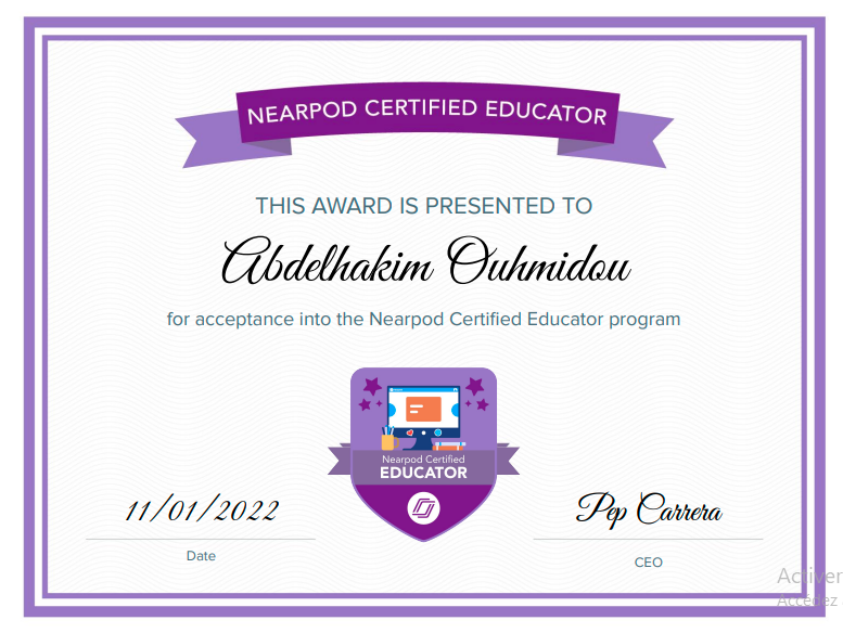 AOuhmidou's tweet photo. Enfin, membre d'une superbe communauté;
 Merci Nearpod
@nearpod #NearpodCertified de balise. https://t.co/SZo43UuprD