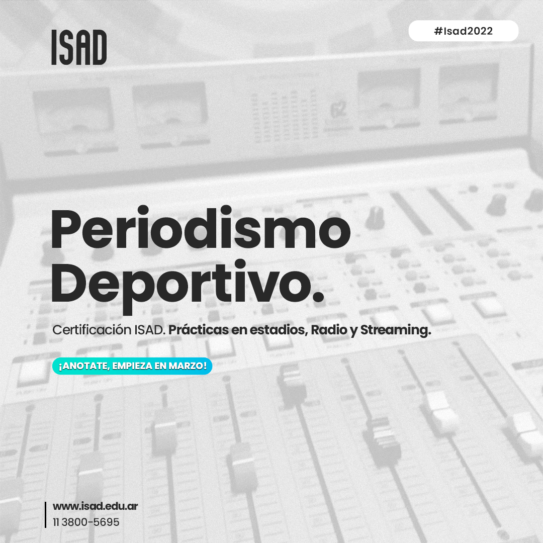 InstitutoISAD's tweet image. 📣 ¡𝐄𝐒𝐓𝐔𝐃𝐈𝐀 𝐏𝐄𝐑𝐈𝐎𝐃𝐈𝐒𝐌𝐎 𝐄𝐍 𝐈𝐒𝐀𝐃!

➡️ Abierta la inscripción 2022

📌 Estudio de radio y TV.
📌 Convenios con Medios y Clubes para pasantías.

Reservá tu vacante en isad.edu.ar o por WhatsApp al 11-3800-5695.

#Periodismo #PeriodismoDeportivo