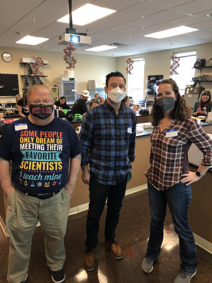 JeffOShields2's tweet photo. Pictured:  BASA science teachers Ms. Kristen Wilson (right), Mr. David Rows (center) and Mr. Jeff O’Shields (left) at the #georgiabioedinstitute workshop. Guest speakers, #polymerasechainreactions and much more! @georgiabioed @BCSchools1 @BASABlazers https://t.co/UjC8NnY2dm