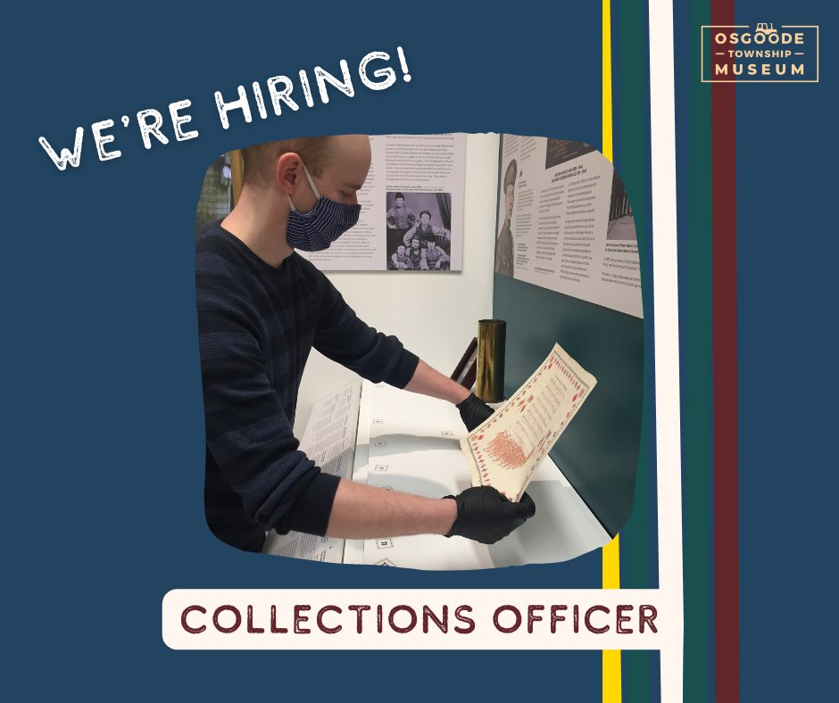 Make your mark on a community museum as our Collections Officer! The CO plays an integral role in ensuring the preservation of OTM’s collection and collaborates on exciting new projects!

Closing date: 9 February 2022 at 11:59 p.m. ET

Link: osgoodemuseum.ca/english/get-in…