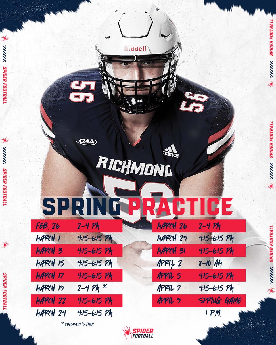Spiders_FB's tweet image. Can&apos;t come soon enough! 🕷 ready to work!

#OneRichmond #SpringPractice #CAAFB