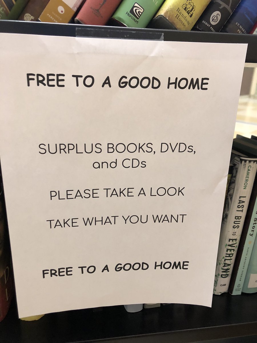 lynxlibrary2's tweet photo. Stop by the library and check out surplus items. Books, DVDs, and CDs available. Free to a good home https://t.co/DvgUPPW27b