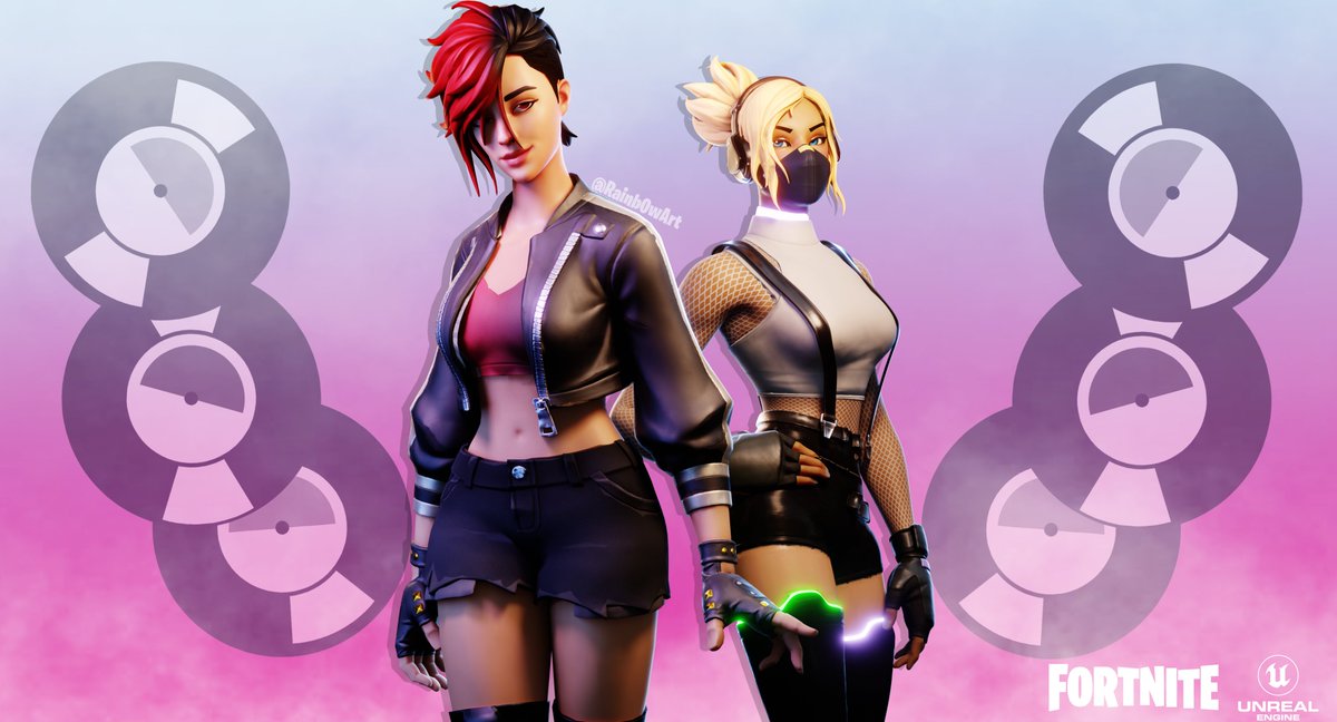 Rainb0wArt's tweet photo. Introducing...Red and Jewel! They're Pepper Thorne's musical rivals!

#FortniteConcept #Fortnite #FortniteArt https://t.co/3ae4dxID0u