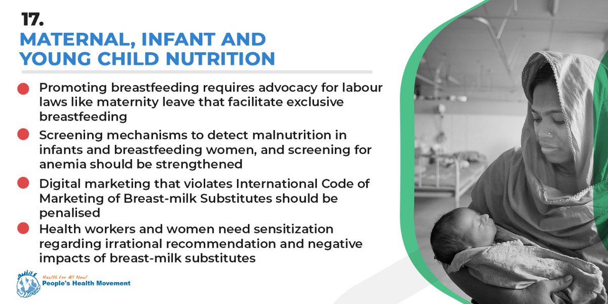 PHMglobal's tweet photo. Like all gender issues, #breastfeeding is a cross cutting theme. It requires labour laws that include maternity leave, regulation of digital marketing of breast milk substitutes, screening of malnutrition in infants and breastfeeding women.... and more.

#EB150 https://t.co/bDQLdTOdbJ