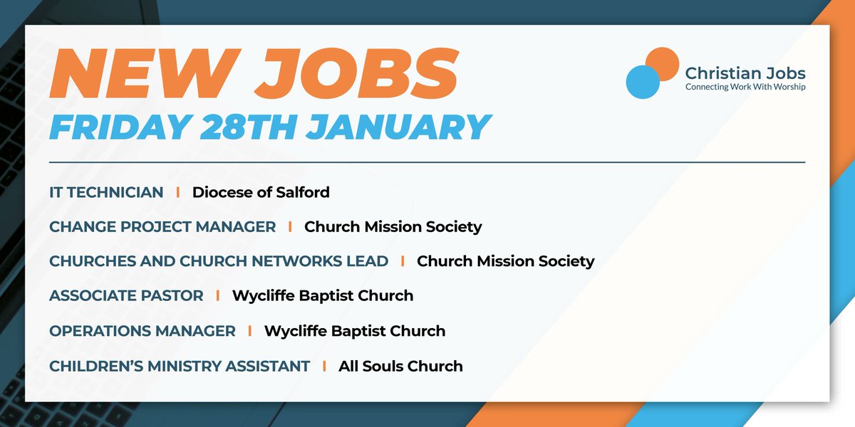 End of week treats 🎁 NEW jobs from <a href="/SalfordDiocese/">Diocese of Salford</a>, <a href="/cmsmission/">Church Mission Society</a>, <a href="/wycliffechurch/">Wycliffe Baptist Church</a> and <a href="/AllSoulsLP/">All Souls Langham Place</a>. You can find all the latest jobs added to ChristianJobs.co.uk here: linktr.ee/ChristianJobs
