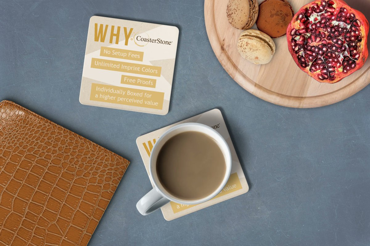 Why consider going with CoasterStone Custom? How does no setup fees, unlimited imprint colors, free proofs, and a variety of packaging options sound? 😉 

Go to coasterstonecustom.com to learn more!

#coasterstonecustom #coasterstone #custompromo #freeproofs #promotionalitems