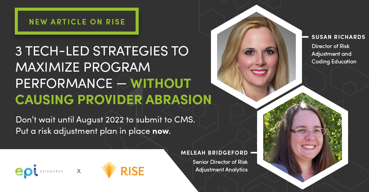 EpisourceLLC's tweet photo. In the RAPS to EDPS transition, payers should have a plan in place to minimize errors under the new model. Our #RiskAdjustment experts developed 3 tech-led strategies to maximize program performance. Visit RISE for more. https://t.co/pj8sZUe37M
#HealthTech #HealthIT #AI #2LR https://t.co/YdszSDqCIa