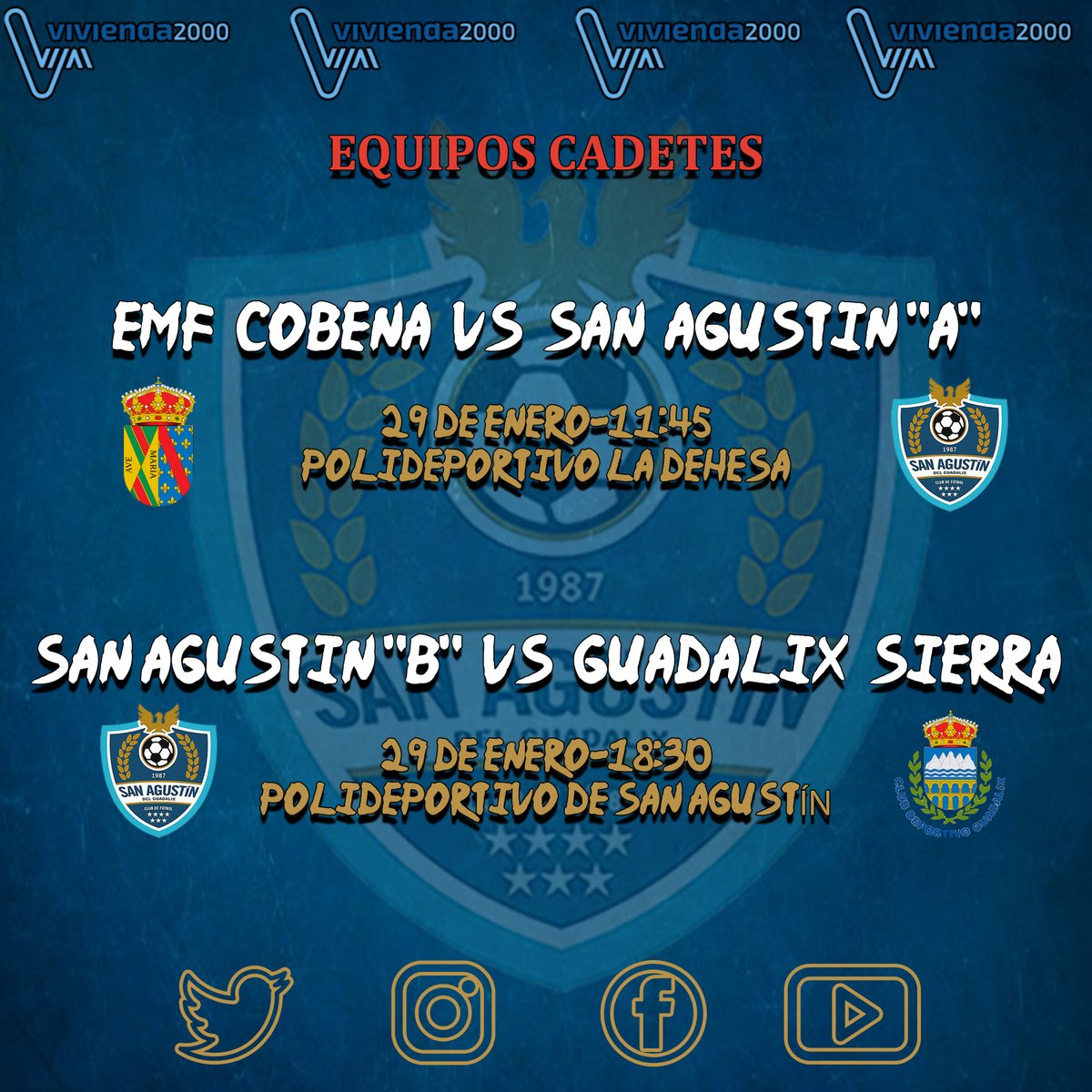 CF_SanAgustin's tweet photo. Cantera | Horarios

Vamos a cerrar el mes de enero con 16 partidazos en los que nuestra base quiere seguir creciendo.

#LaHoraSanAgus https://t.co/3VNpifTXVh