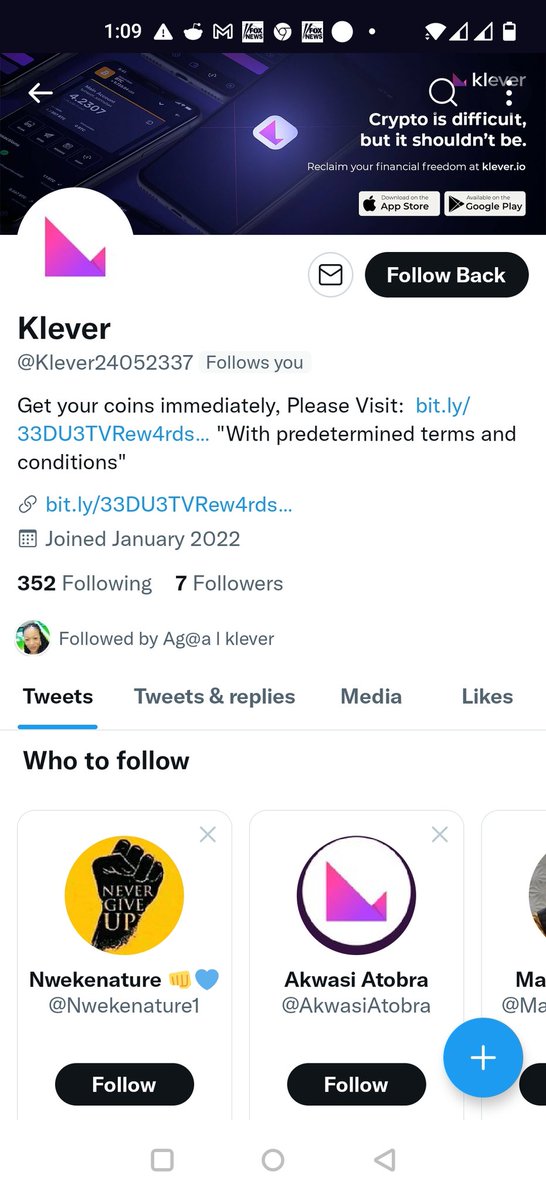 GTFO you scamming and spamming POS... Please folks be #Klever don't fall for these fake accounts