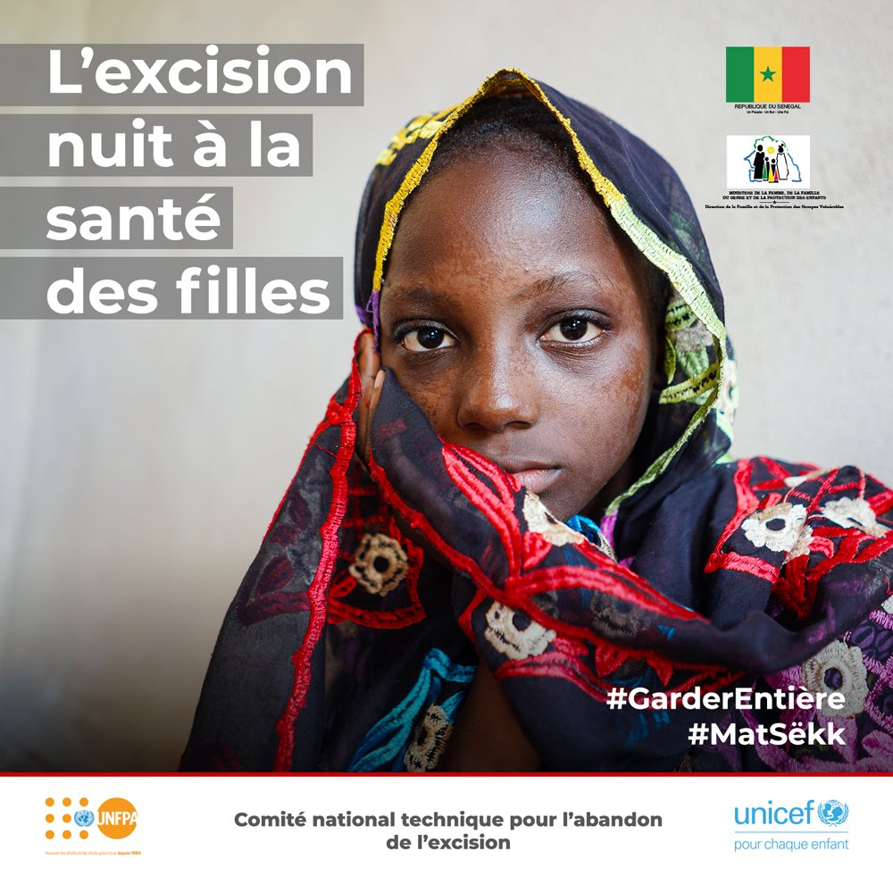 unicefsenegal's tweet photo. Nous faisons un appel au professionnel de santé, de l’éducation et de la protection de l’enfant à porter se combat pour qu’enfin l’abandon de l’excision devienne une réalité.
C’est le combat de tous !
#MatSëkk #EndMGF #GarderEntiere https://t.co/ydB0MxRFvz