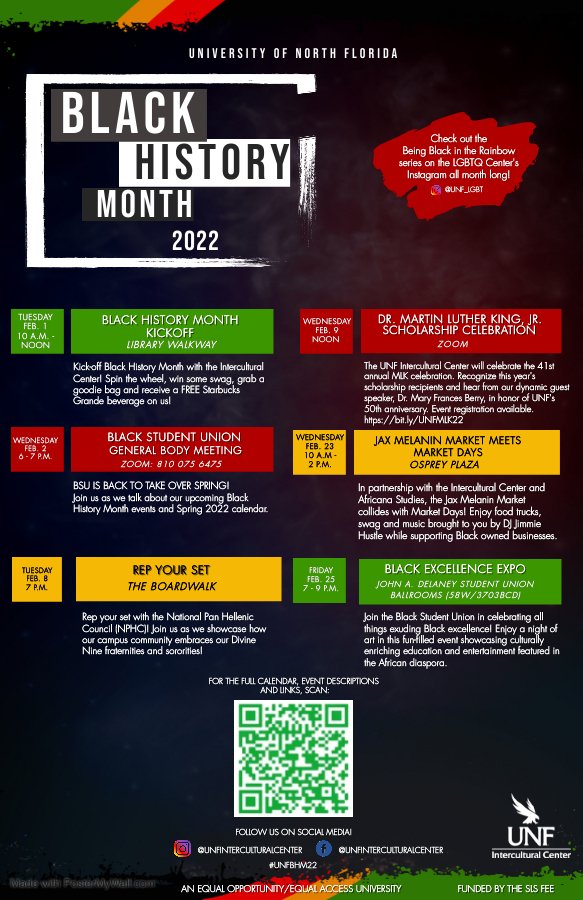 Unf Calendar 2022 Unf Lgbtq Center On Twitter: "Happy Black History Month, Ospreys! Please  Save And Share This Calendar Of Events. We Cannot Wait To Celebrate This  Month With You And Talk About What Black